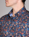 Knit Watercolour Bloom Print Slim Fit Shirt