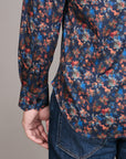 Knit Watercolour Bloom Print Slim Fit Shirt