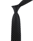 HERRINGBONE SPOT TIE - BLACK WHITE