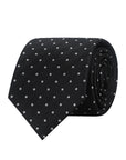HERRINGBONE SPOT TIE - BLACK WHITE