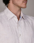 STRIPED WASHED LINEN SHIRT SLIM FIT