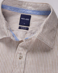 STRIPED WASHED LINEN SHIRT SLIM FIT