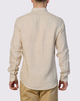 Piatto II Pure Linen Slim Fit Shirt - Stone - Back View