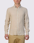 Piatto II Pure Linen Slim Fit Shirt - Stone - Front View
