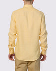 Piatto II Pure Linen Slim Fit Shirt - Yellow - Back View