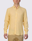 Piatto II Pure Linen Slim Fit Shirt - Yellow - Front View