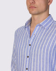 THE MED' DOBBY LINEN STRIPE SLIM FIT SHIRT