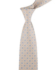 SMALL DAISY JACQUARD TIE - STONE/BLUE