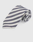 LINEN SILK FRESH STRIPE TIE - NAVY