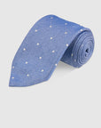 LINEN BLEND DOT JAQUARD TIE - SKY