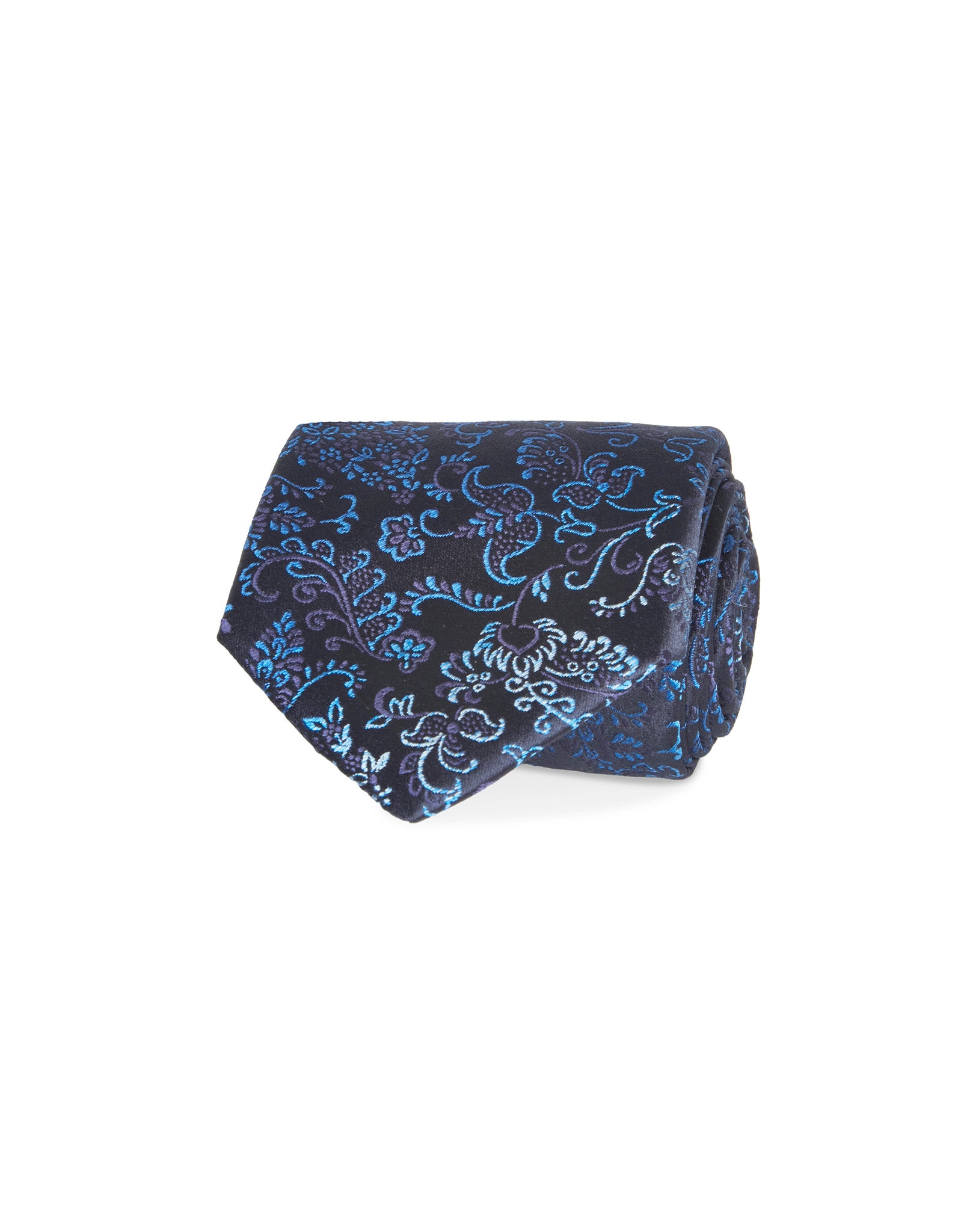 Italian Silk Tie Geometric Botanical Print