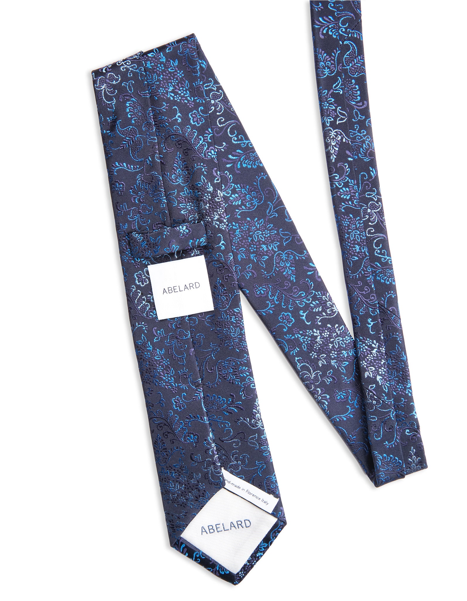 Italian Silk Tie Geometric Botanical Print