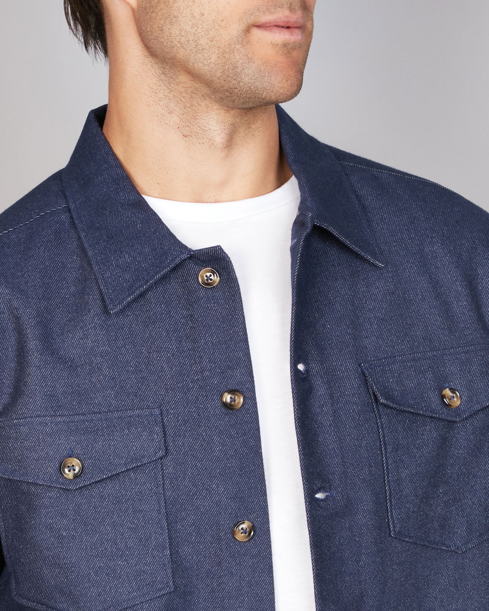 TWO TONE BRUSHED TWILL OVERSHIRT