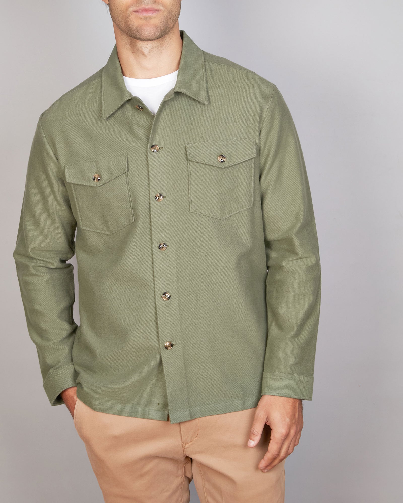 TWO TONE BRUSHED TWILL OVERSHIRT