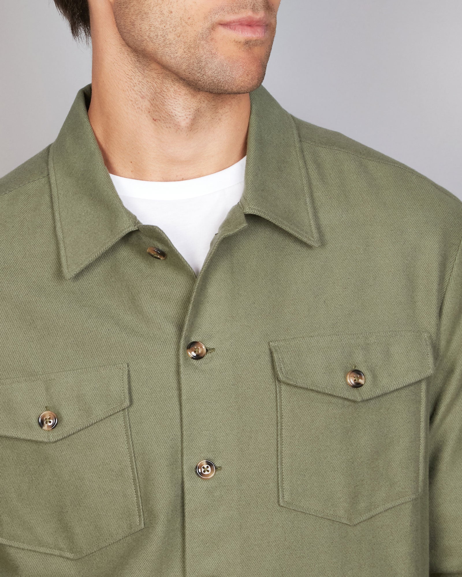 TWO TONE BRUSHED TWILL OVERSHIRT