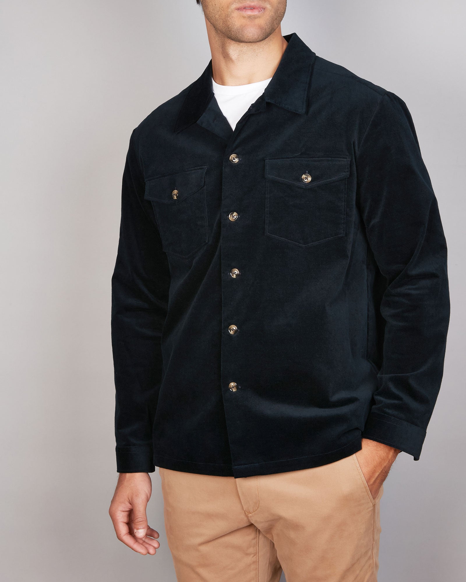 STRETCH VELVET OVERSHIRT