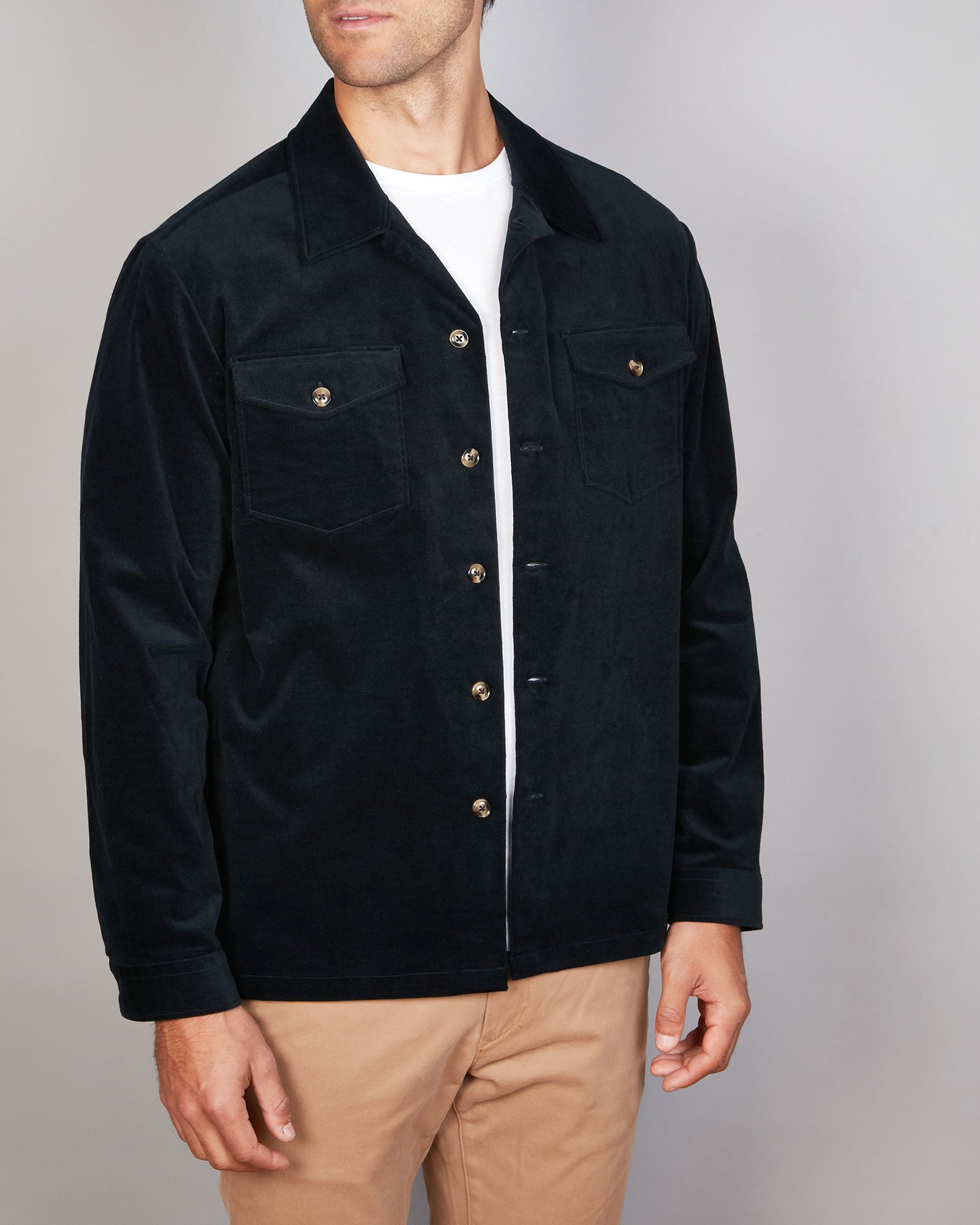 STRETCH VELVET OVERSHIRT