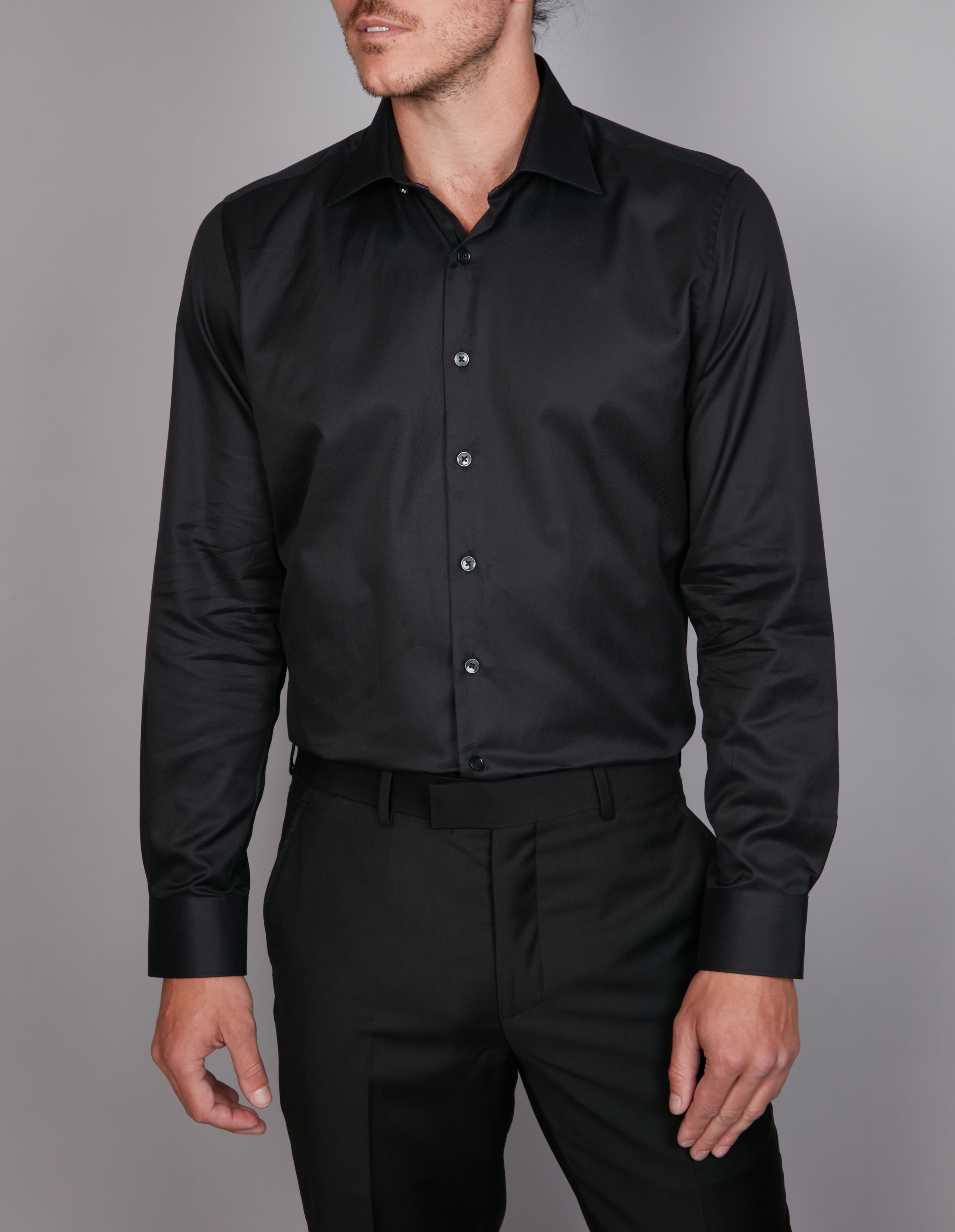 BLACK/BLUE TWILL CLASSIC FIT SHIRT