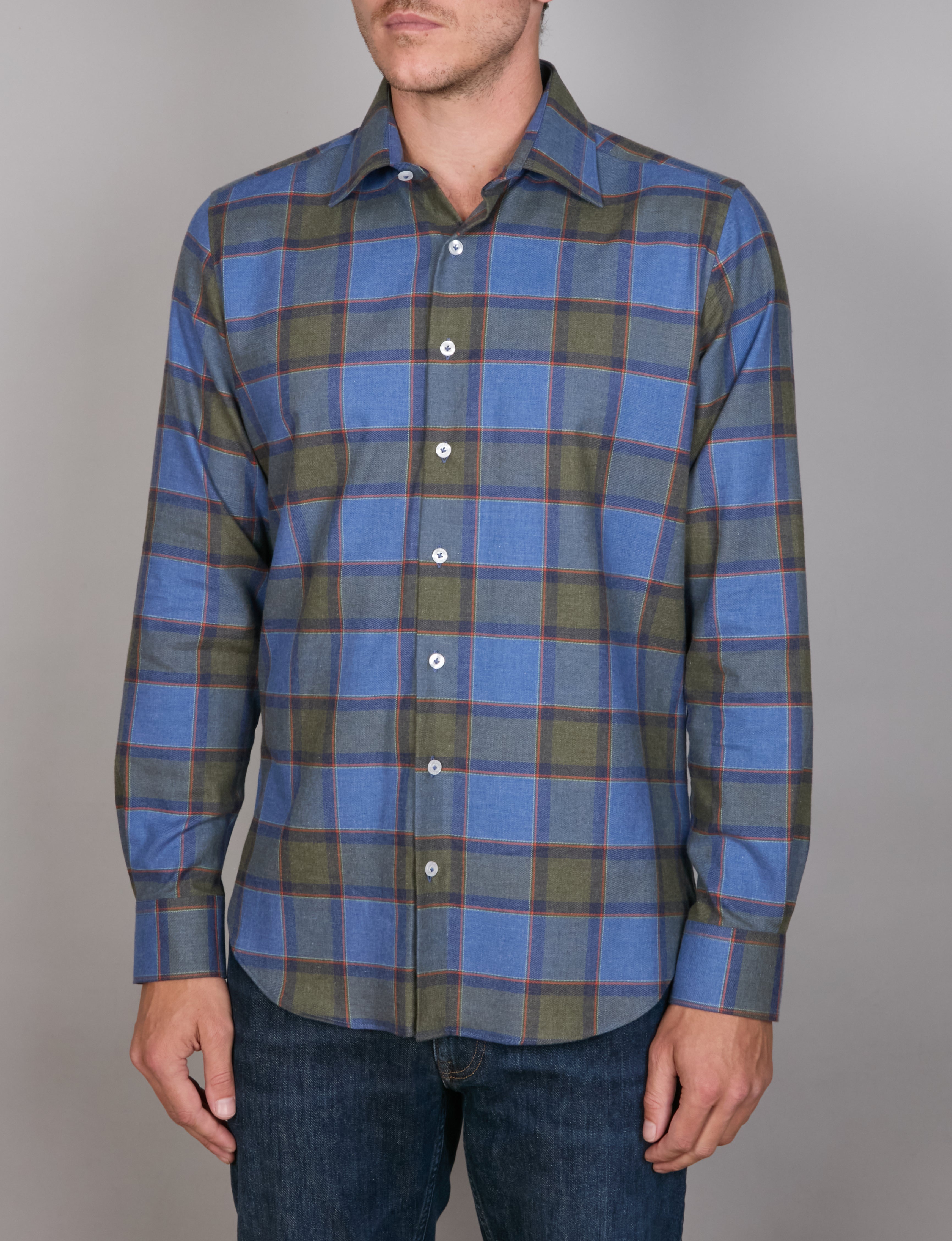 SARDINIA PEACHED CHECK SLIM FIT SHIRT