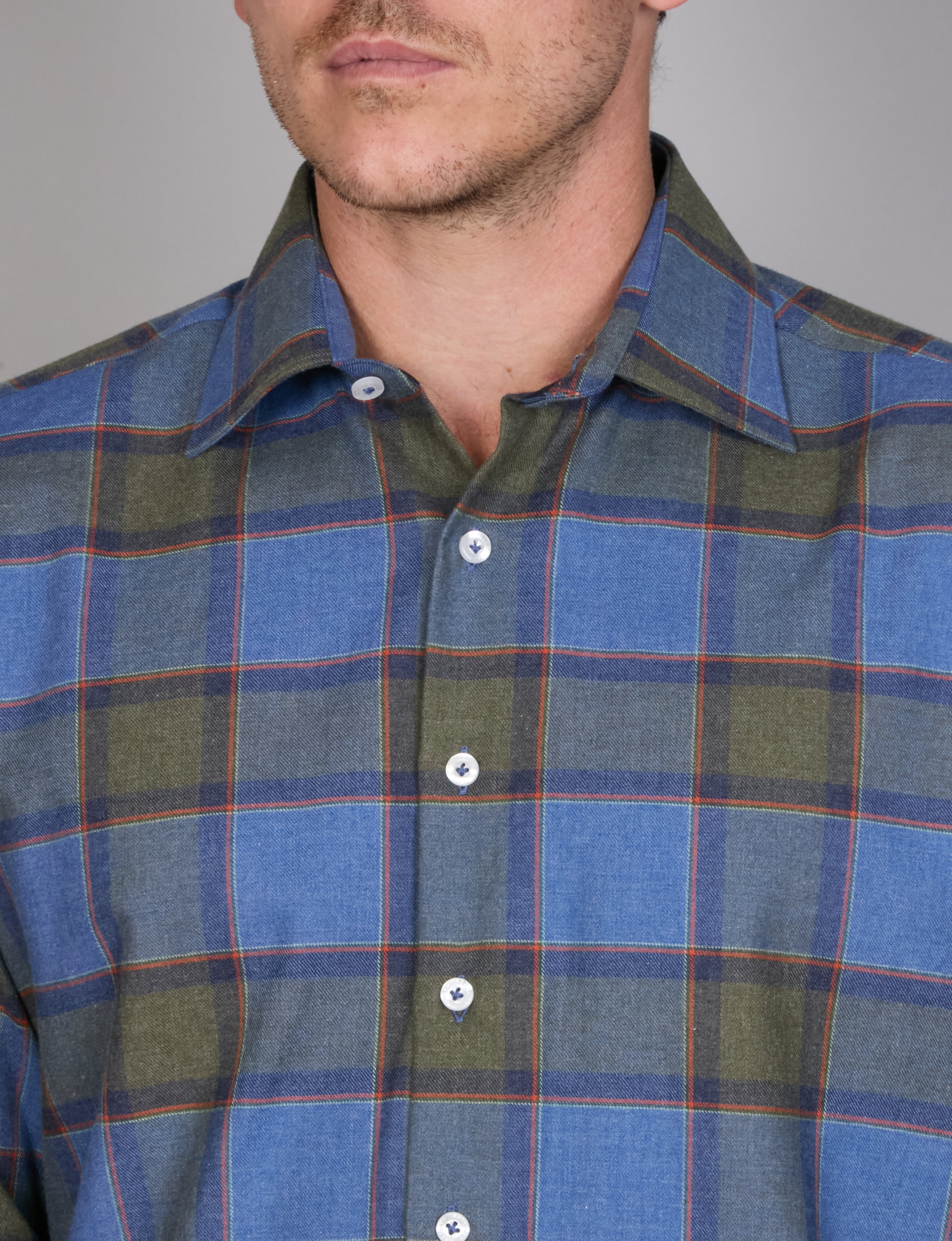 SARDINIA PEACHED CHECK SLIM FIT SHIRT