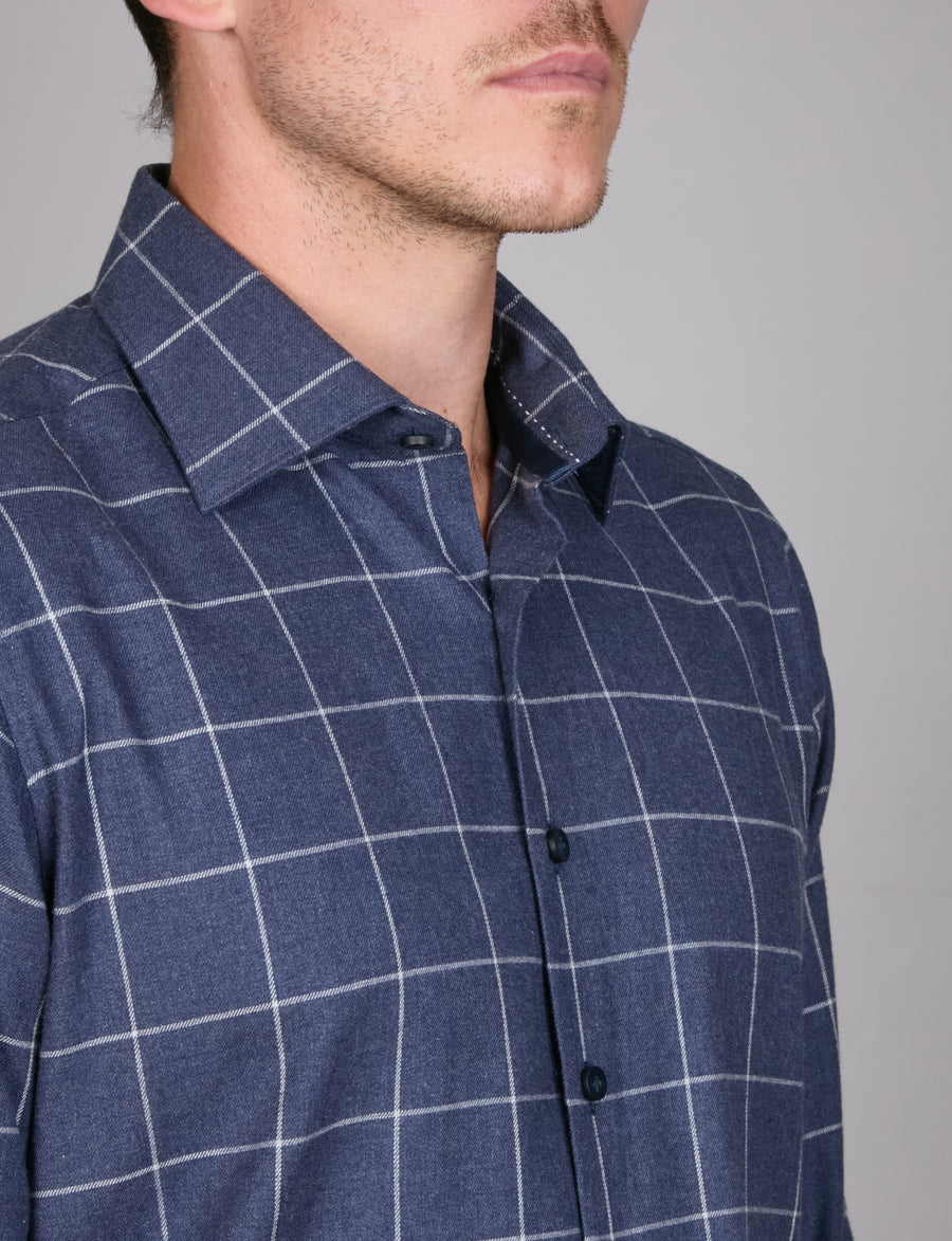 HIGHLAND PEACHED CHECK SLIM FIT SHIRT