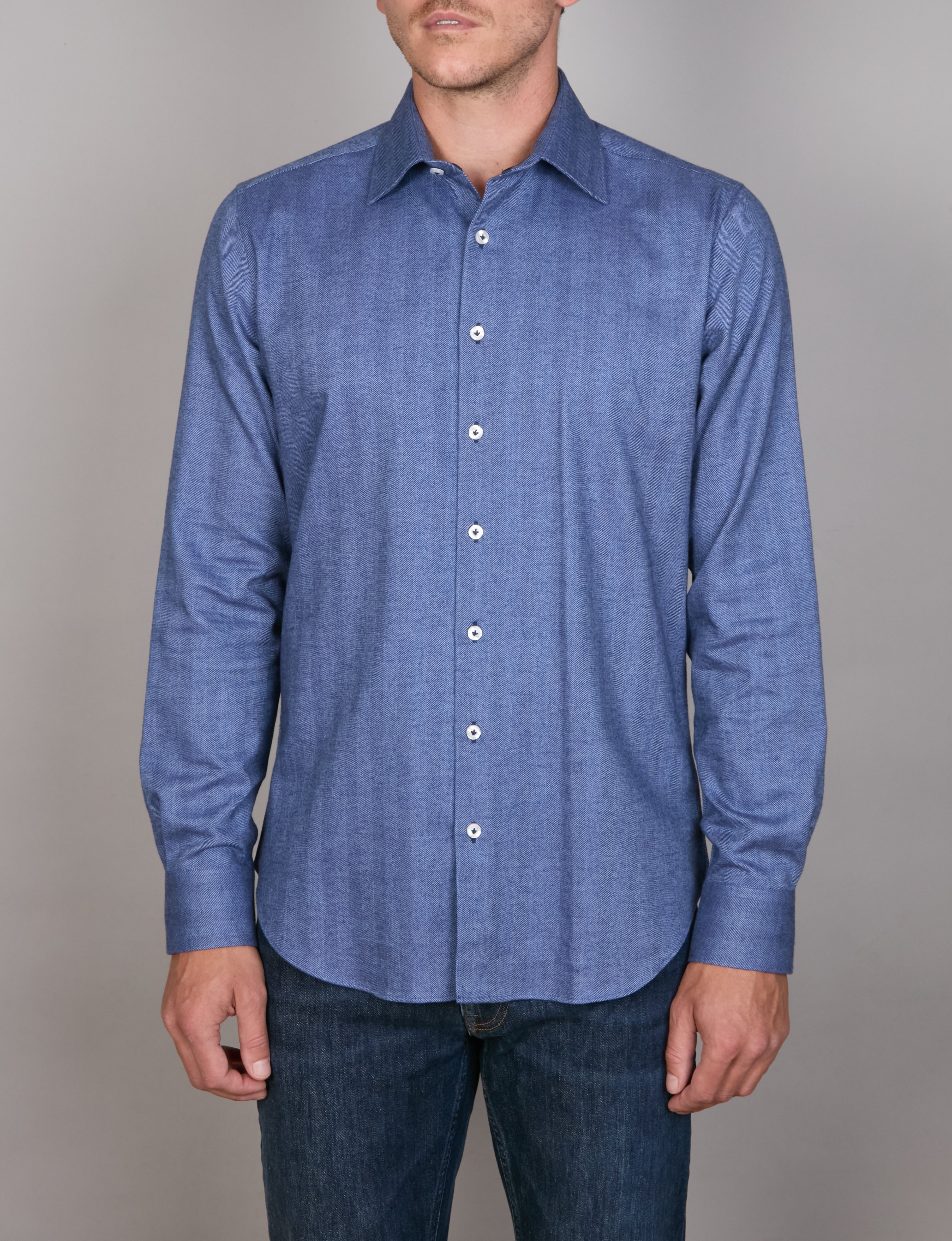 PAGANI PEACHED HERRINGBONE SLIM FIT SHIRT