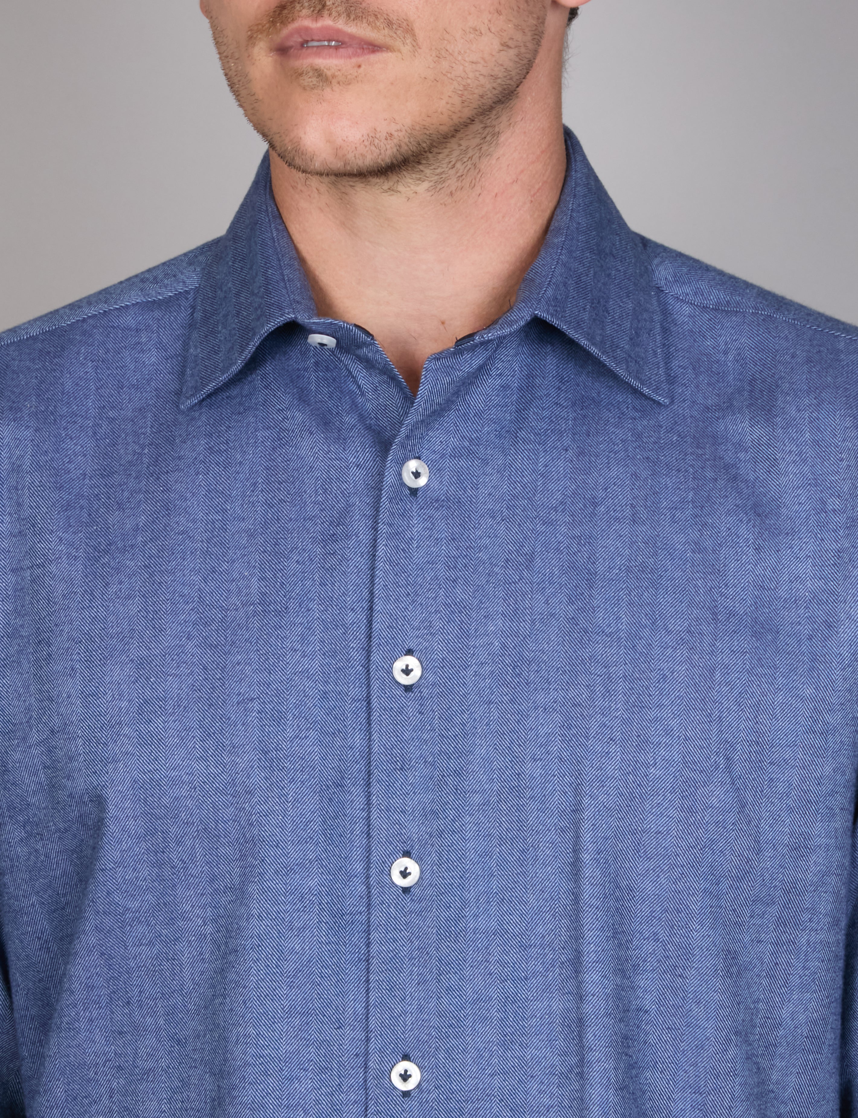 PAGANI PEACHED HERRINGBONE SLIM FIT SHIRT