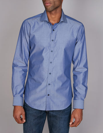 Scafarti Superfine Chambray Athletic Fit Shirt