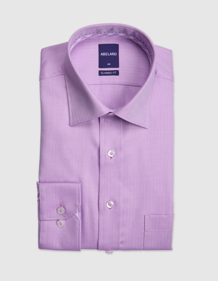 D'AMPREZZO HERRINGBONE CLASSIC FIT SHIRT