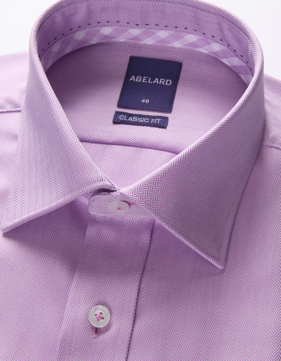 D'AMPREZZO HERRINGBONE CLASSIC FIT SHIRT
