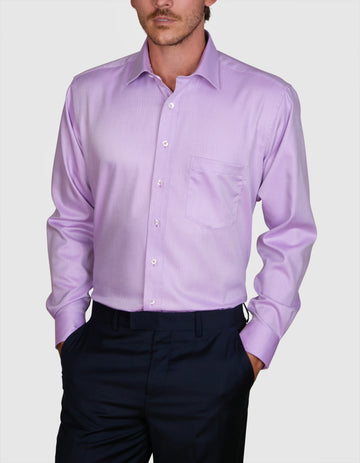 D'AMPREZZO HERRINGBONE CLASSIC FIT SHIRT