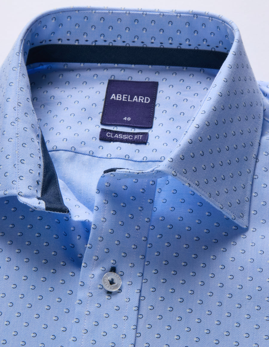 SPOT PRINT HERRINGBONE CLASSIC FIT SHIRT
