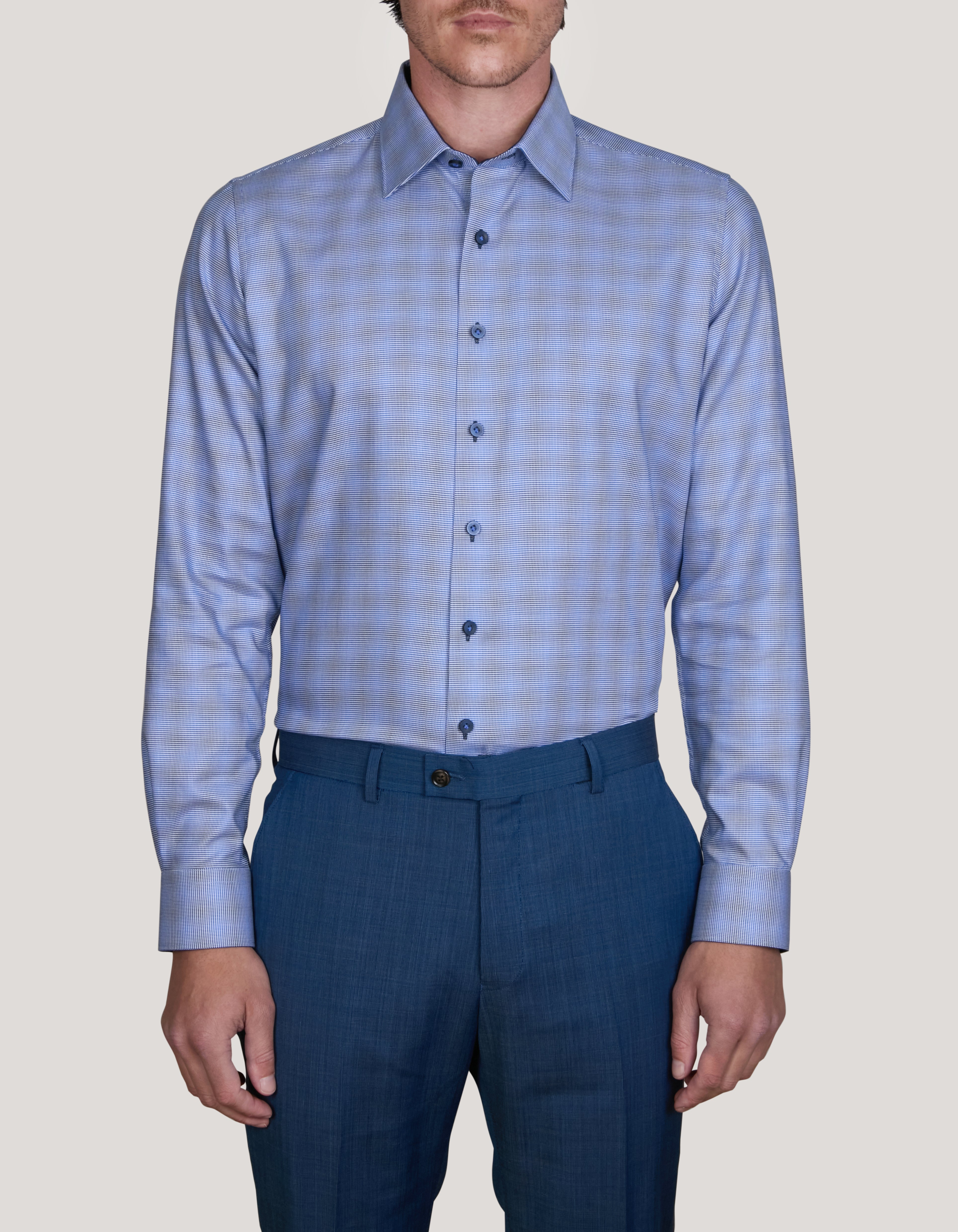ANCONA OMBRE CHECK SLIM FIT SHIRT