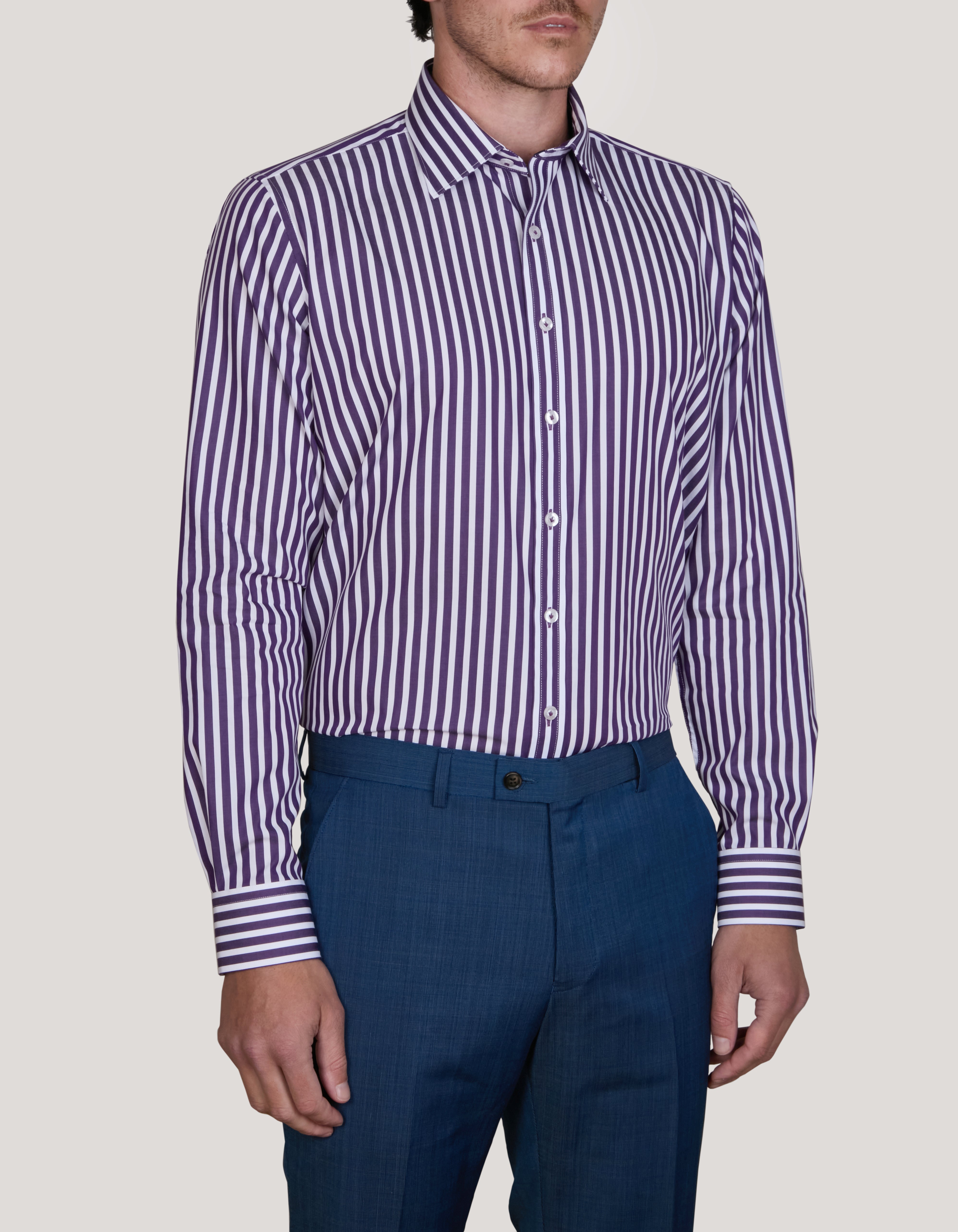 VARESE SATIN STRIPE SLIM FIT SHIRT