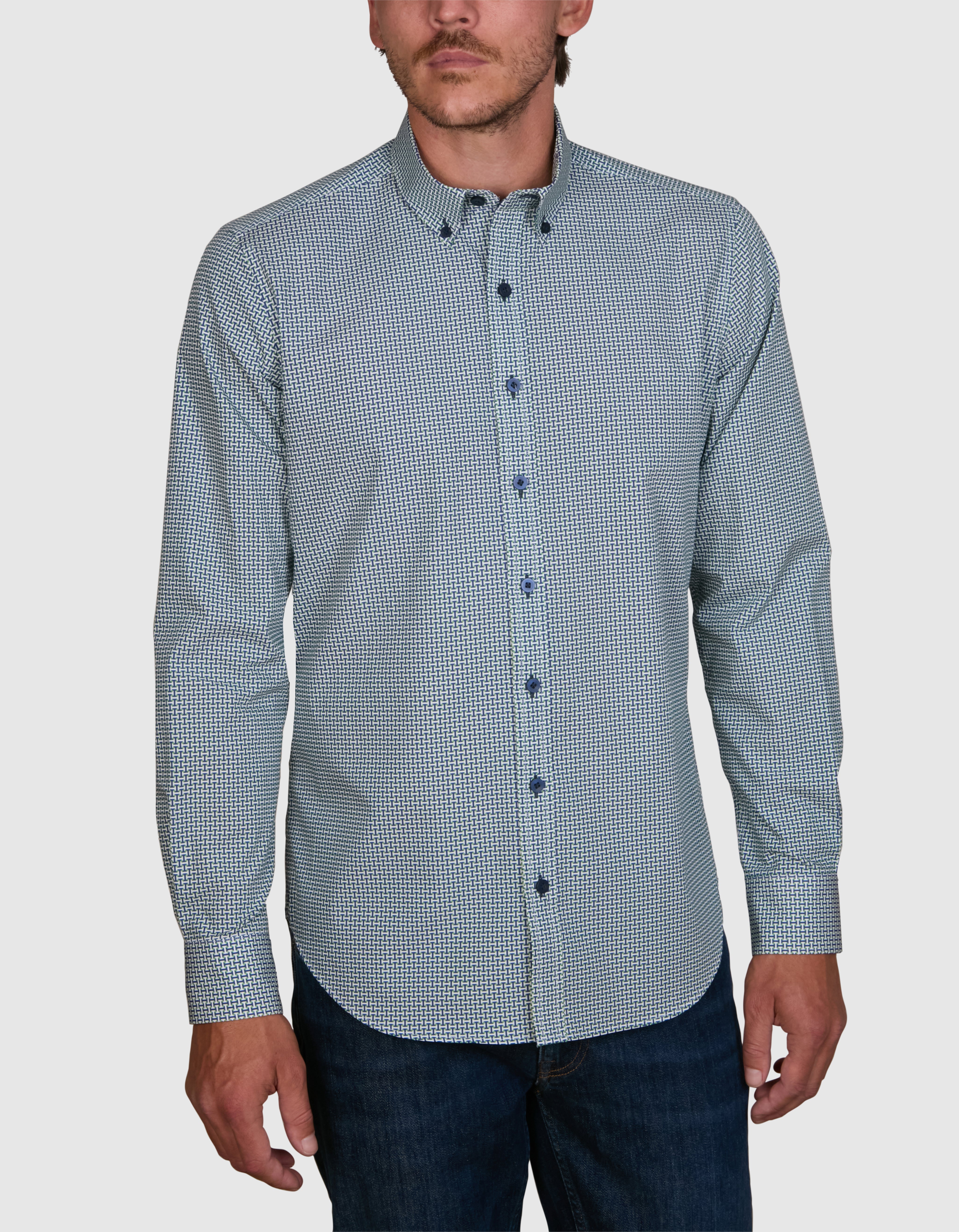 GEO LADDERS PRINT SLIM FIT SHIRT