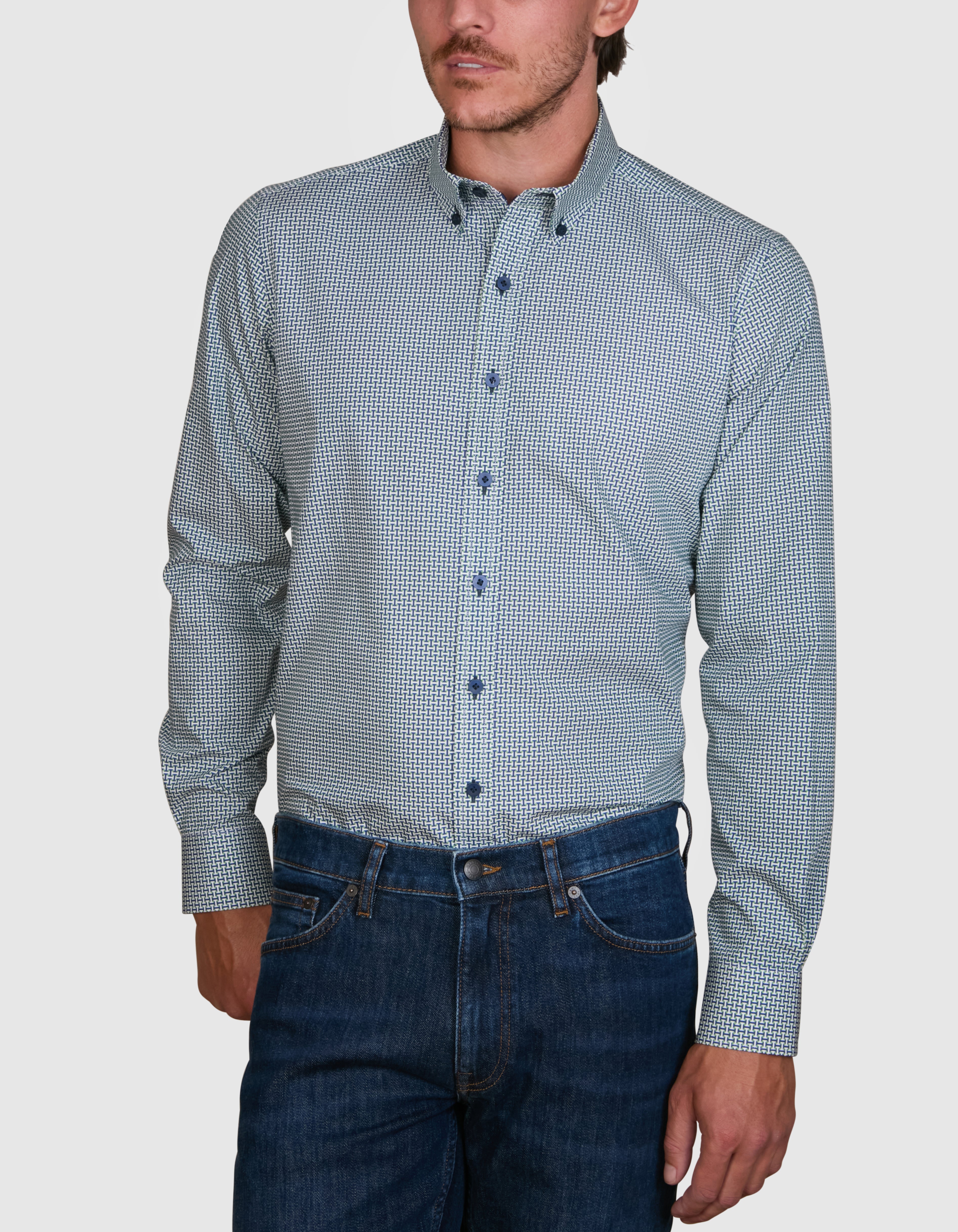 GEO LADDERS PRINT SLIM FIT SHIRT