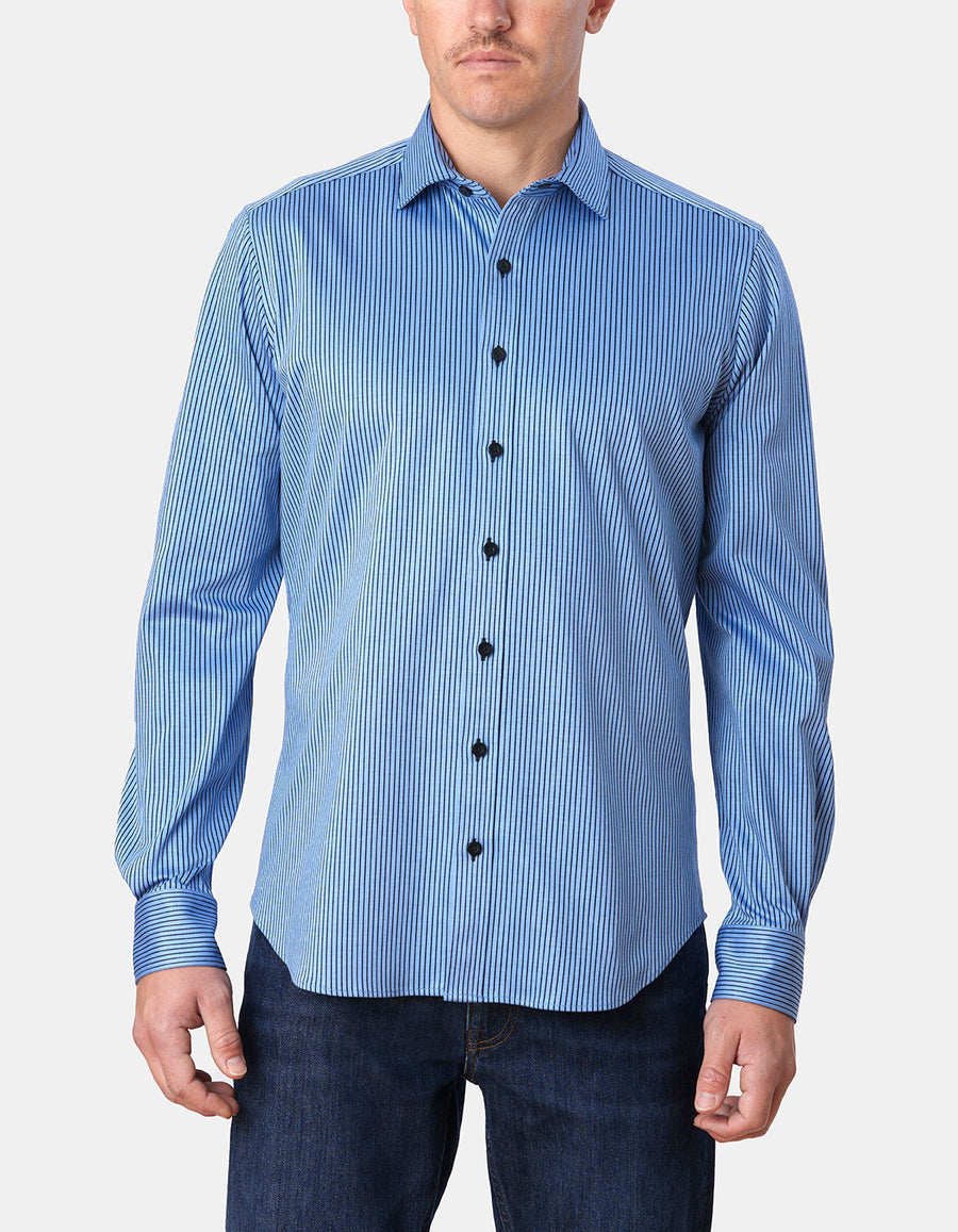 SASSUOLA JAQUARD STRIPE KNIT SLIM FIT SHIRT