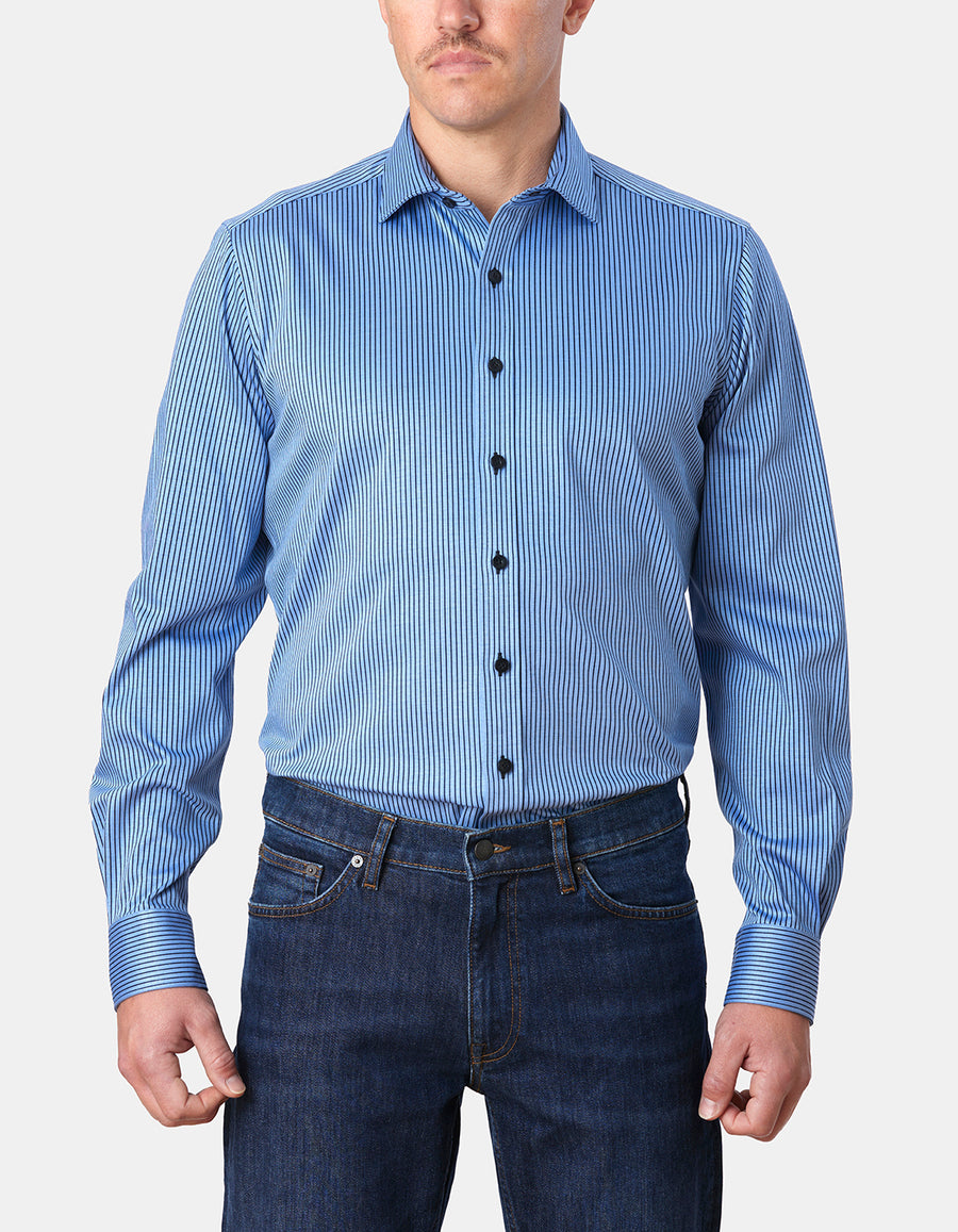 SASSUOLA JAQUARD STRIPE KNIT SLIM FIT SHIRT