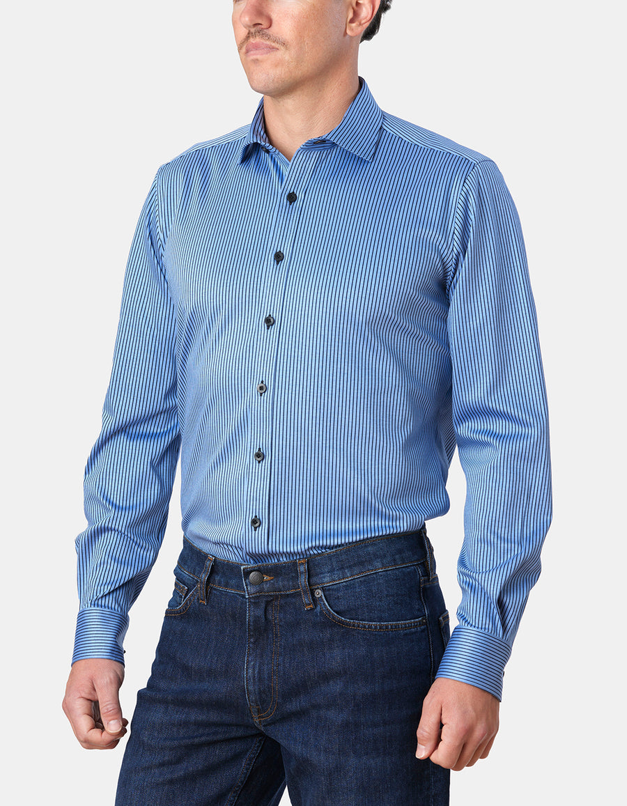 SASSUOLA JAQUARD STRIPE KNIT SLIM FIT SHIRT