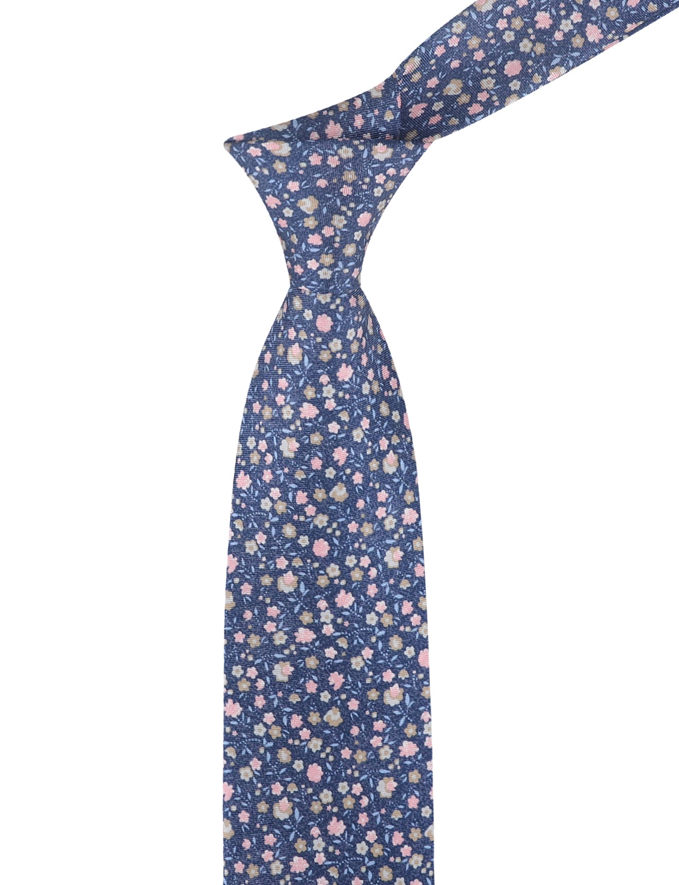 ANENOME FLORAL PRINT TIE - PINK/NAVY