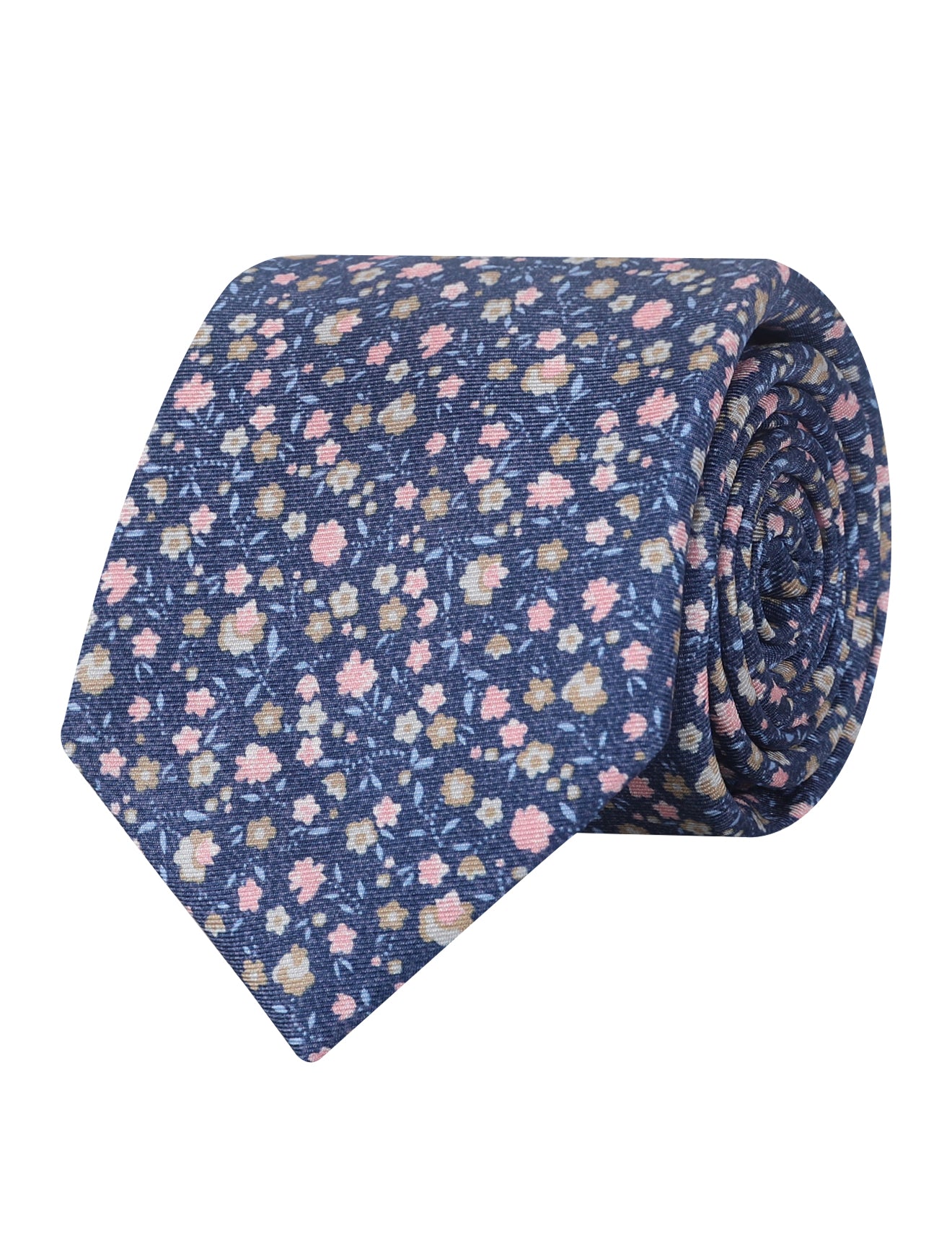 ANENOME FLORAL PRINT TIE - PINK/NAVY