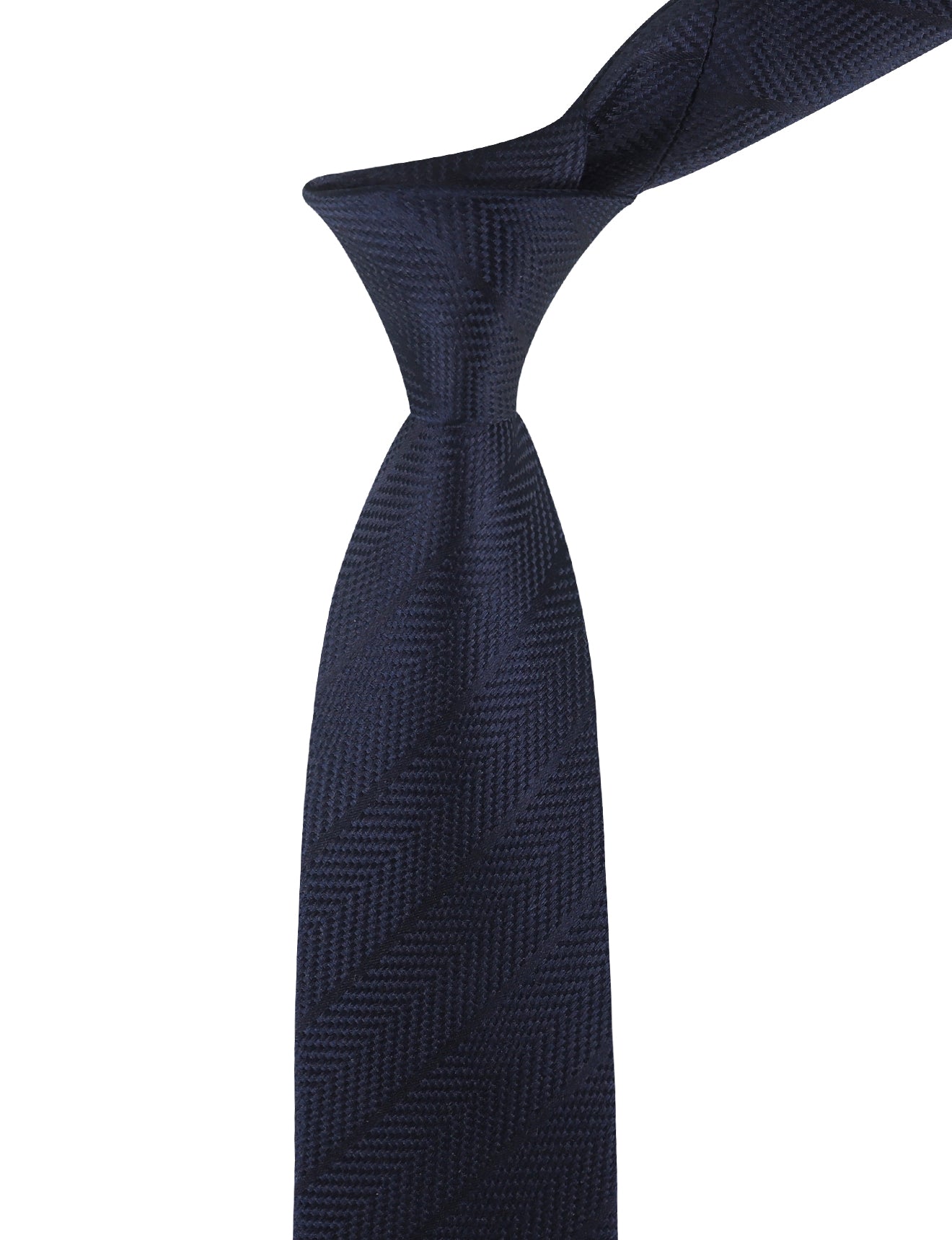 HERRINGBONE TEXTURED SOLID TIE - NAVY