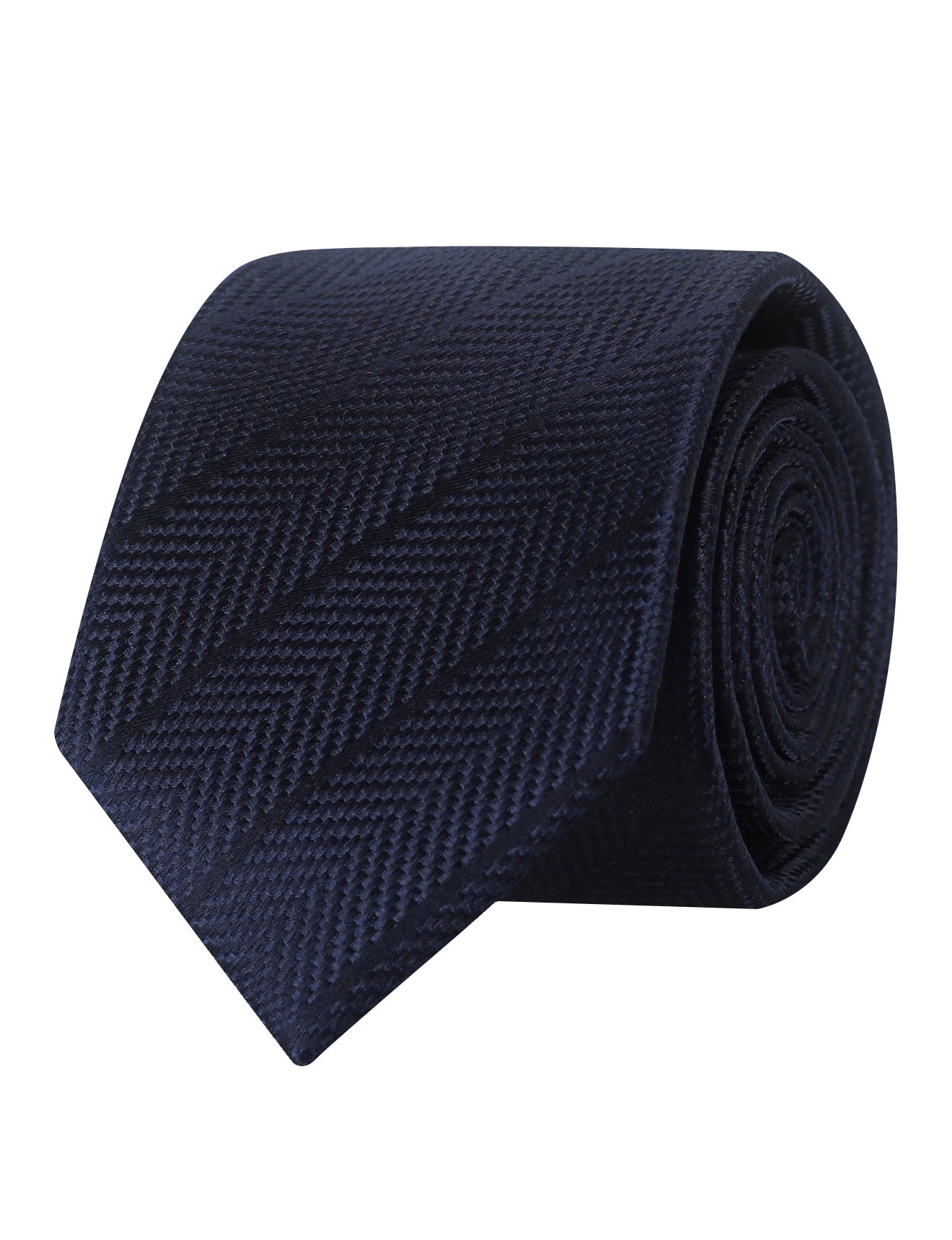 HERRINGBONE TEXTURED SOLID TIE - NAVY