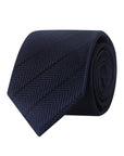 HERRINGBONE TEXTURED SOLID TIE - NAVY