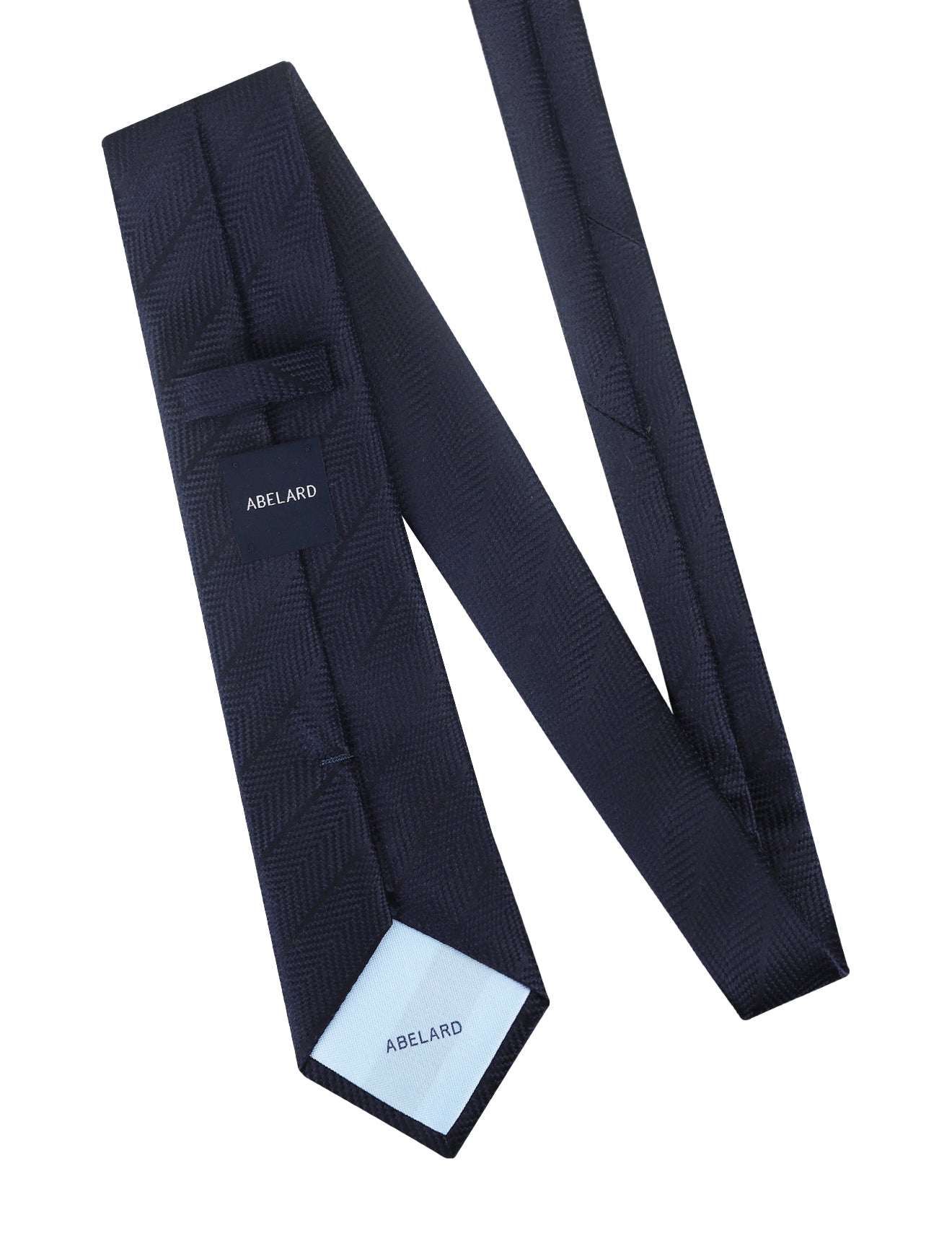 HERRINGBONE TEXTURED SOLID TIE - NAVY