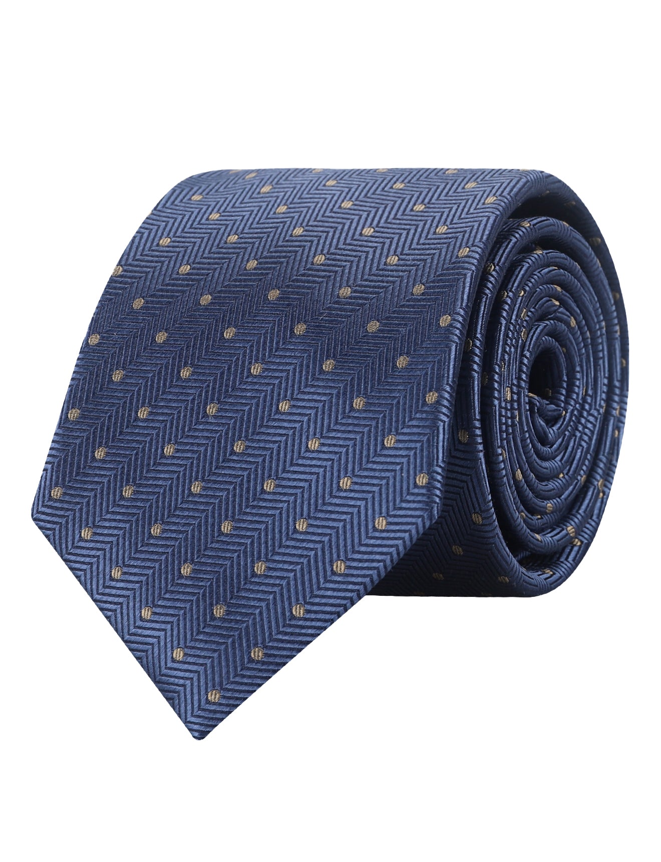 HERRINGBONE SPOT TIE - BLUE