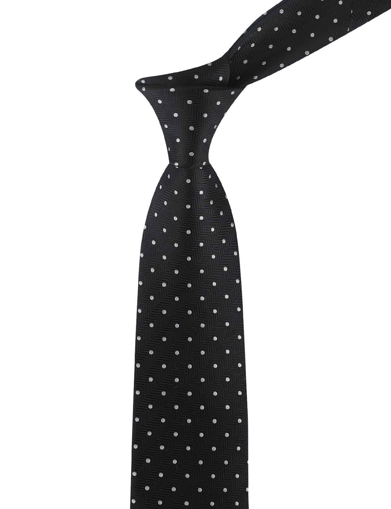 HERRINGBONE SPOT TIE - BLACK WHITE