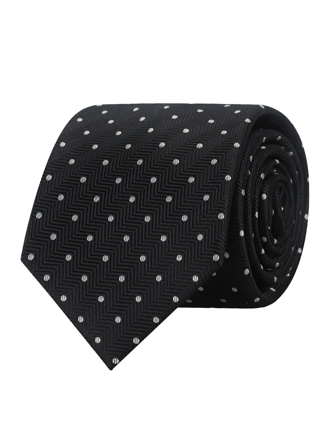 HERRINGBONE SPOT TIE - BLACK WHITE