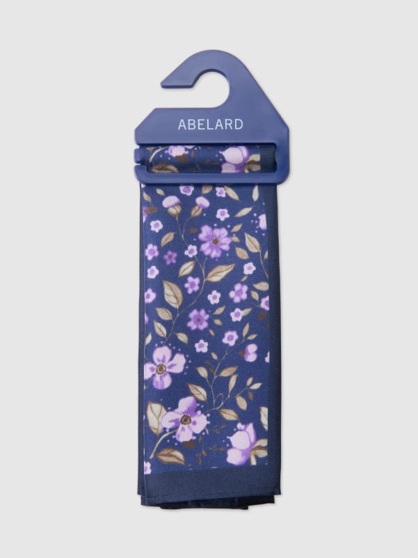 FLORIBUND A4 QTR POCKET SQUARE - VIOLET/NAVY