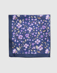 FLORIBUND A4 QTR POCKET SQUARE - VIOLET/NAVY